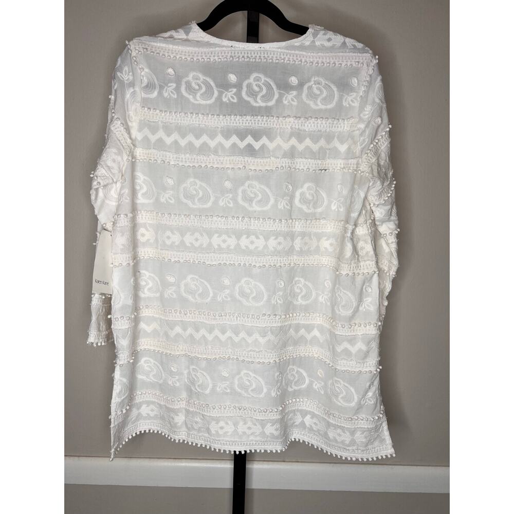 NWT Karen Kane Embroidered Cotton Tunic Top White Petite MP Boho $128 - Picture 7 of 10